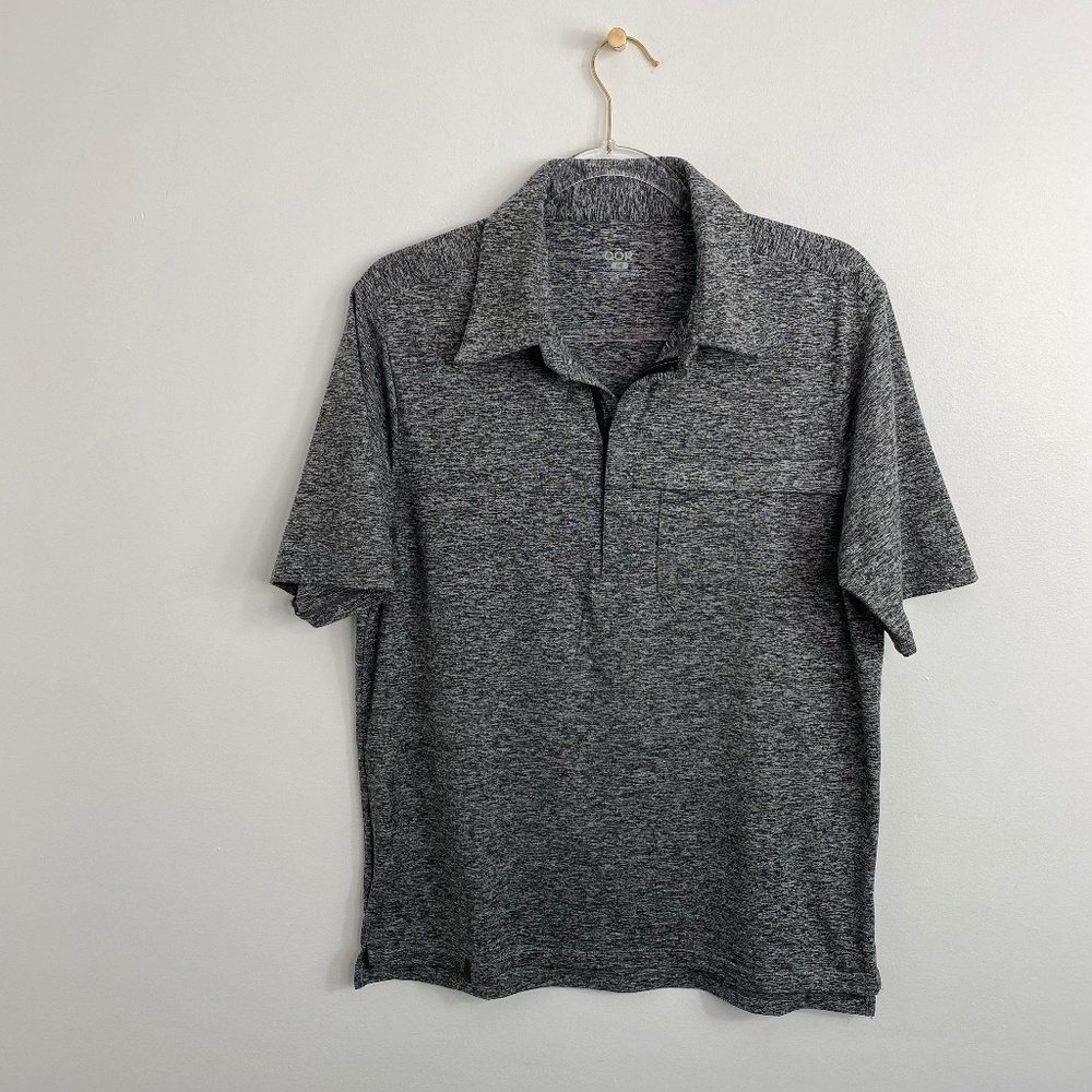 QOR Kit Polo Shirt Collared Stretch Size M Gray Soft Made in USA